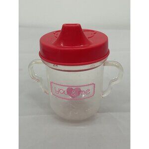 You & Me Baby Doll Sippy Cup Red Lid With Bear Design & Handles